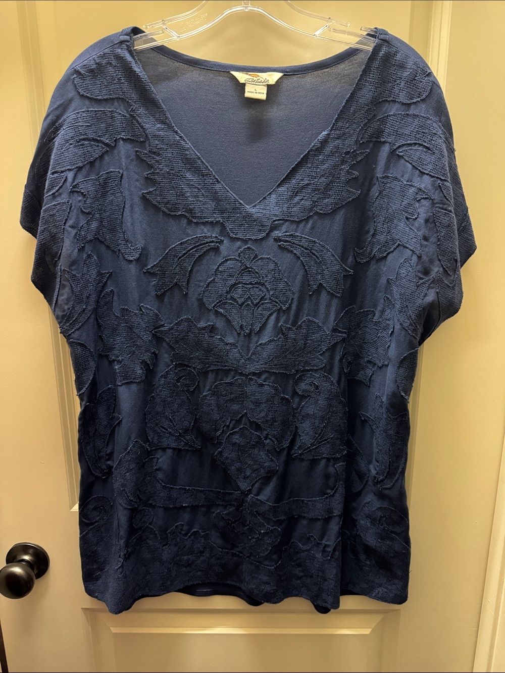 Embroidered V-Neck Tunic in Deep Navy by Bob Timberlake